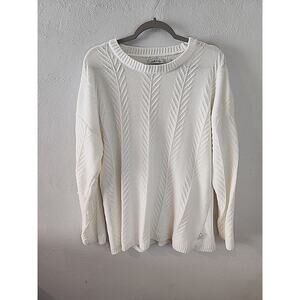 Orvis Women's White Chenille Soft Textured Knit Cozy Pullover Sweater XLarge